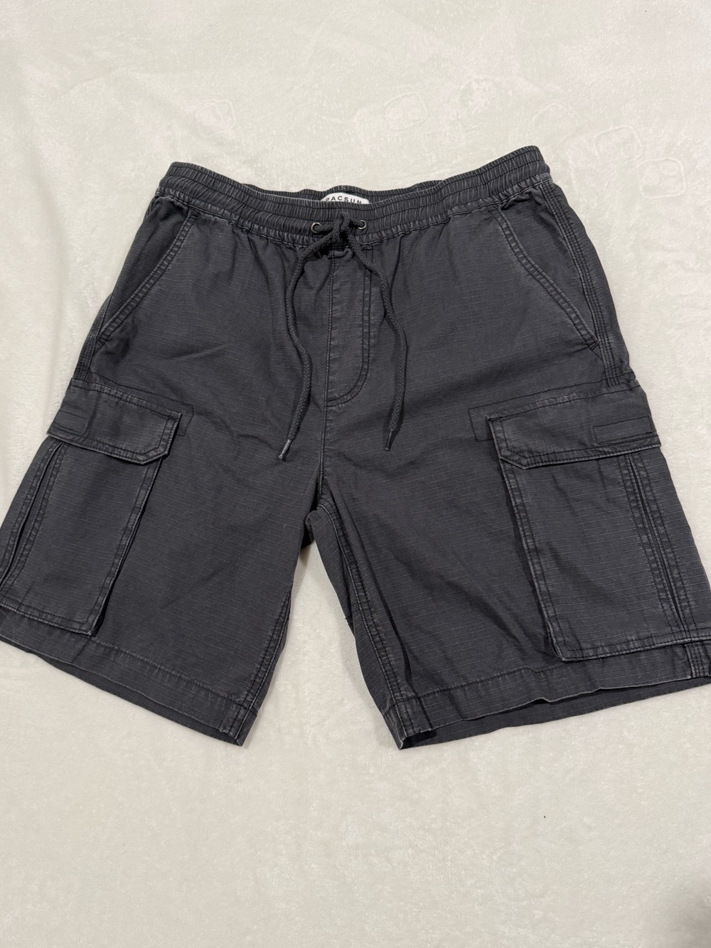PacSun Men's Cargo Drawstring Shorts in Charcoal Black